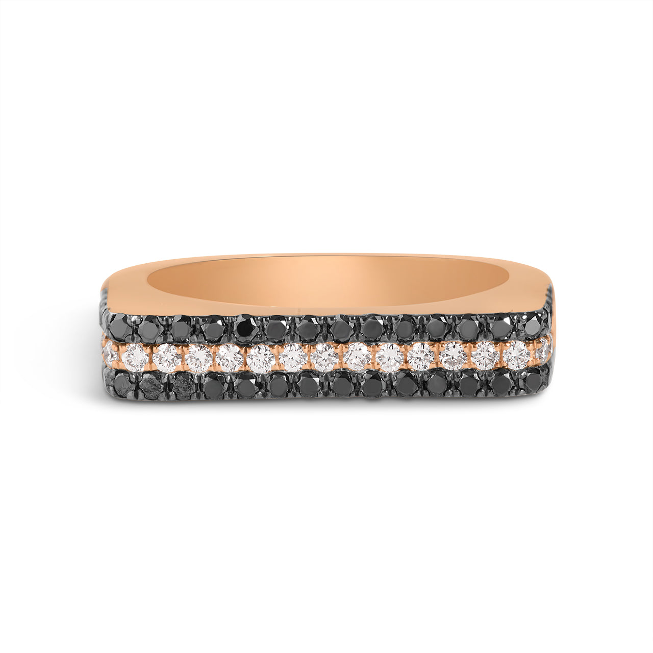 Black & White Diamond Square Ring