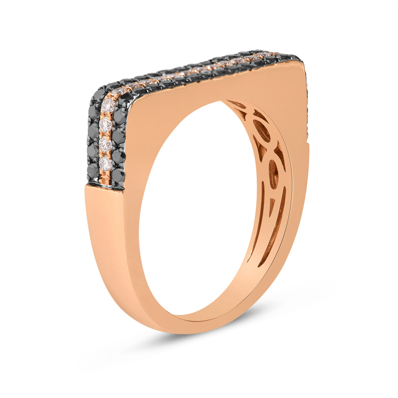 Black & White Diamond Square Ring