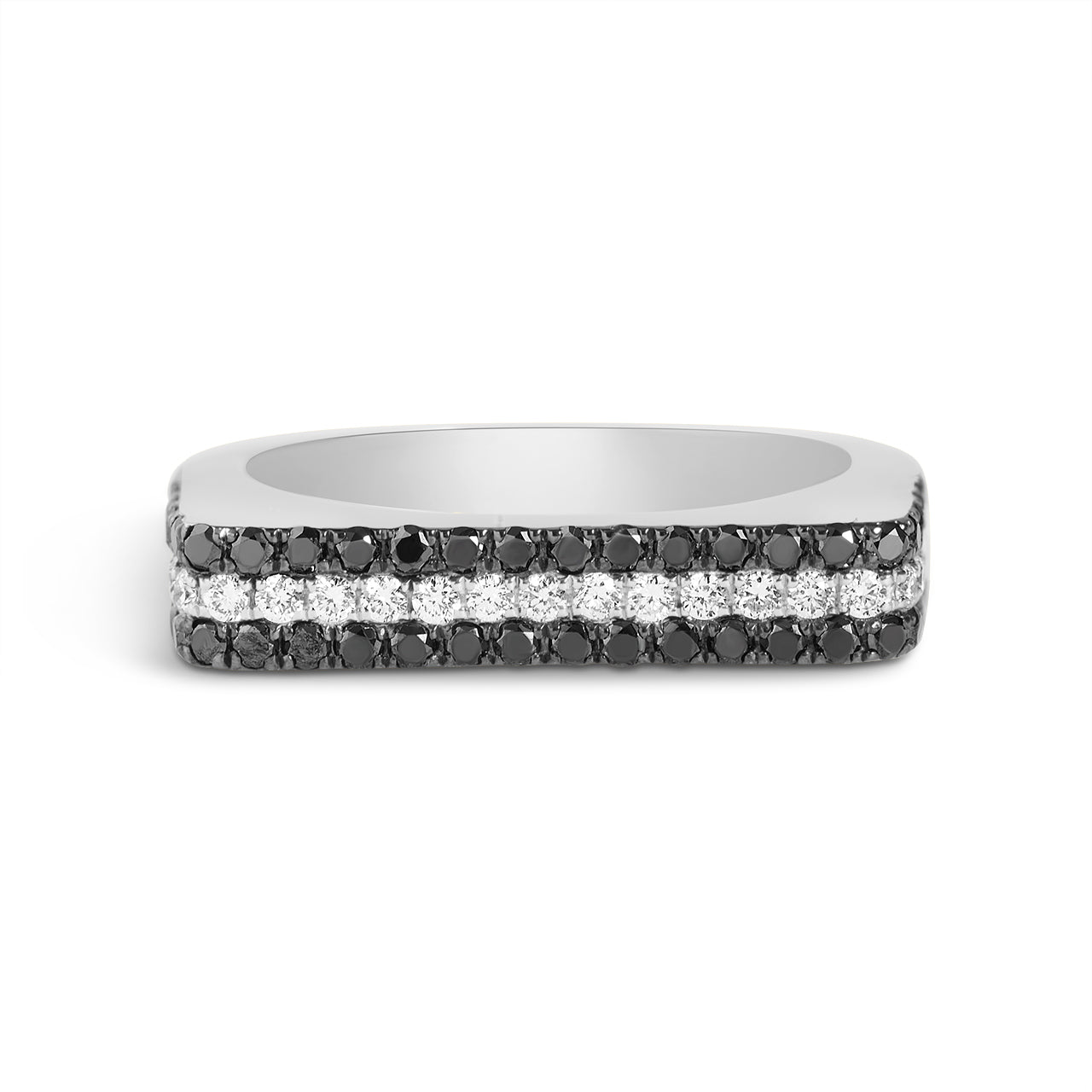Black & White Diamond Square Ring
