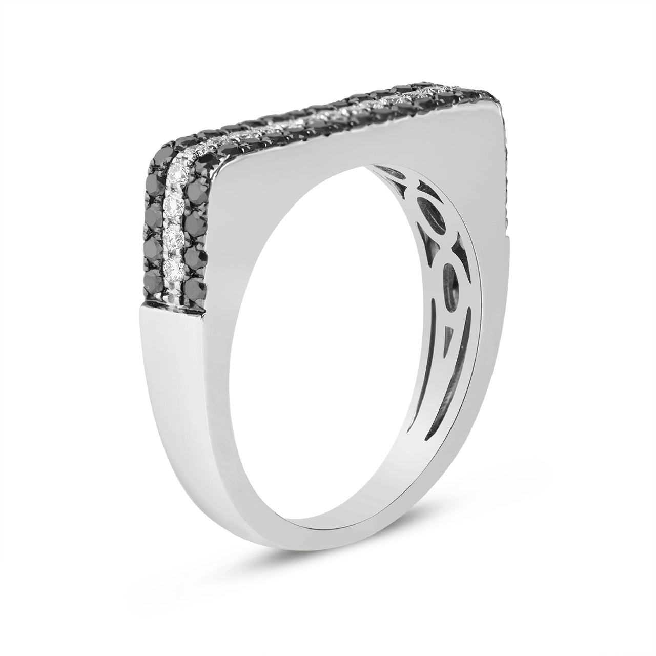Black & White Diamond Square Ring