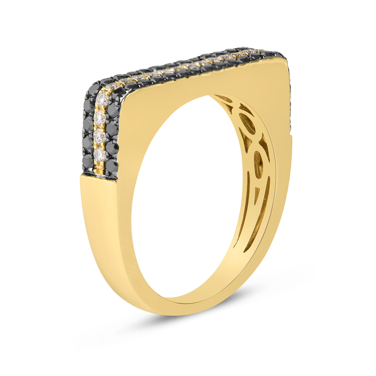 Black & White Diamond Square Ring