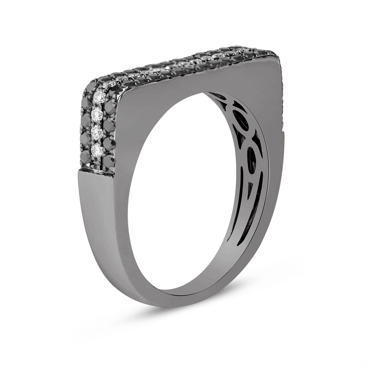 Black & White Diamond Square Ring