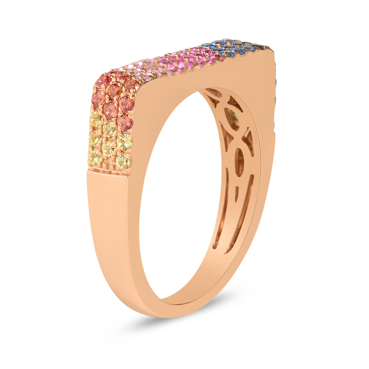 Rainbow Sapphire Square Ring