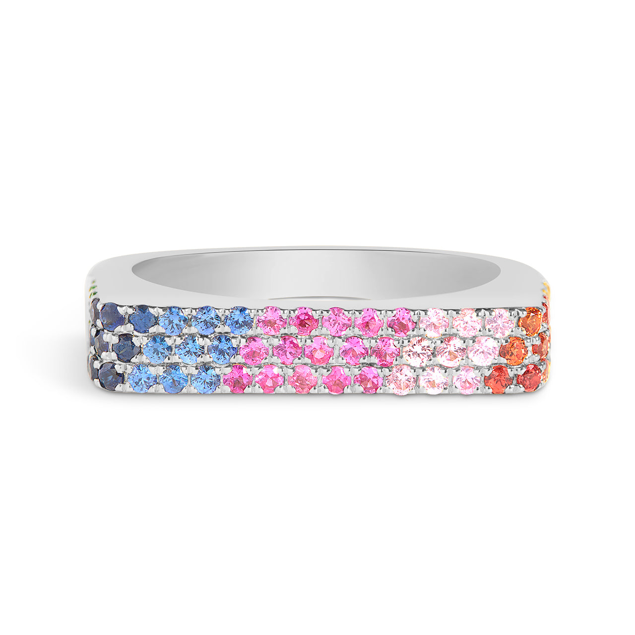Rainbow Sapphire Square Ring