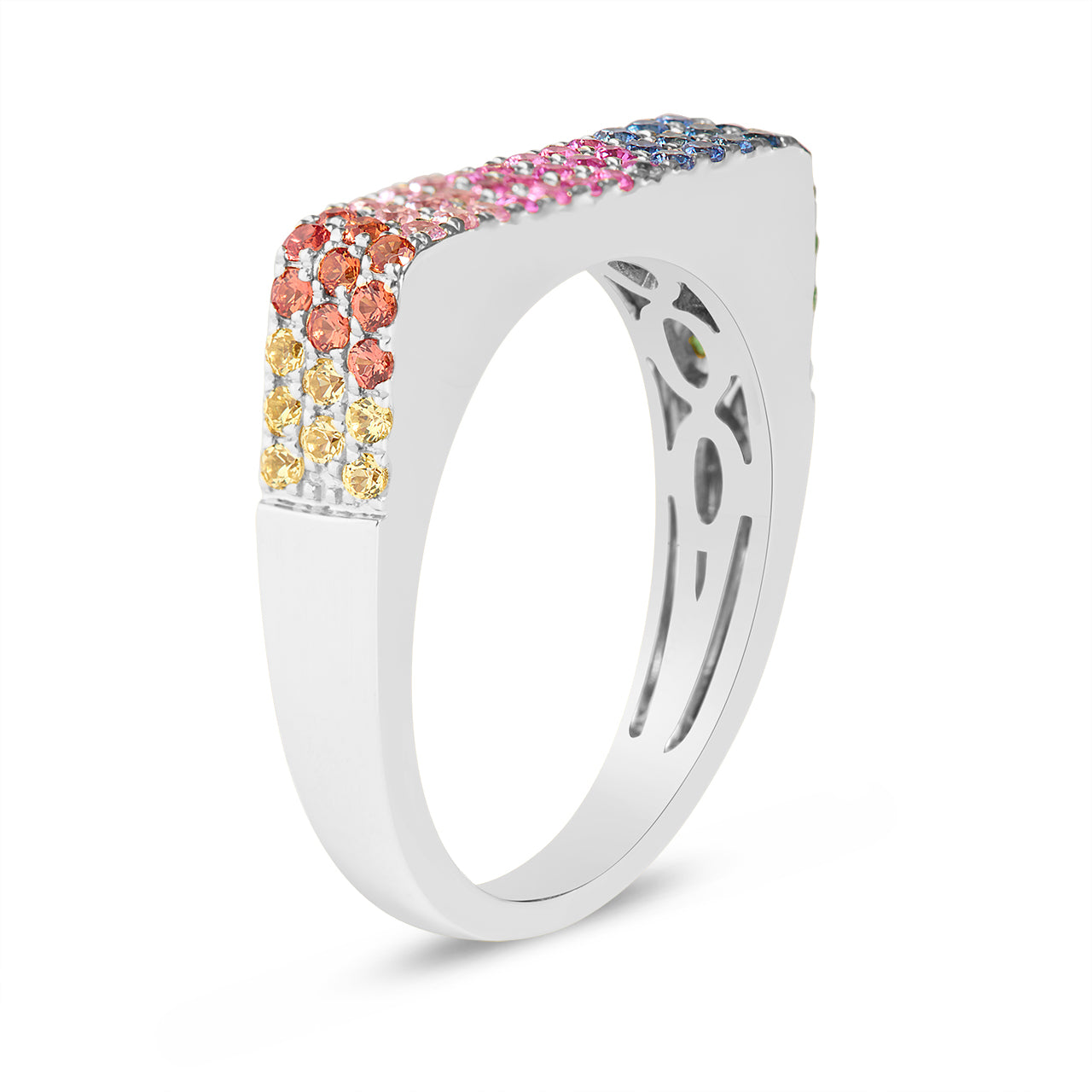 Rainbow Sapphire Square Ring