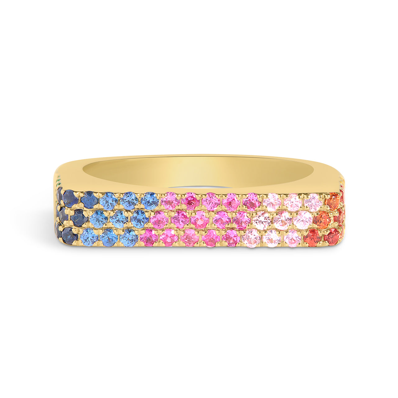 Rainbow Sapphire Square Ring
