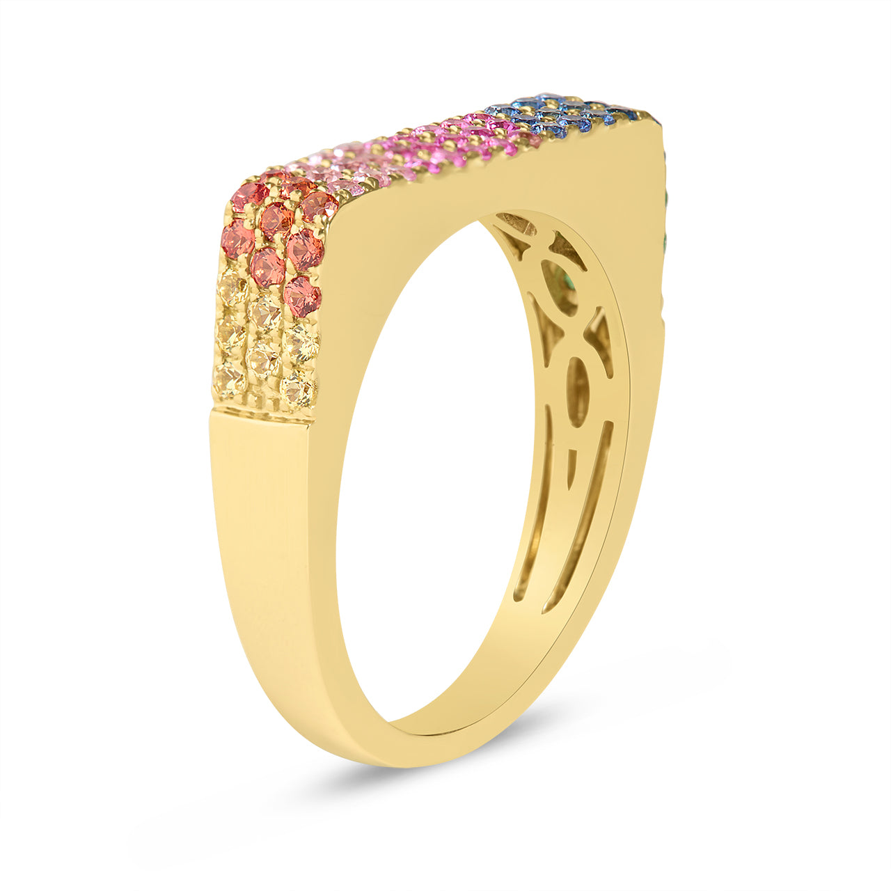 Rainbow Sapphire Square Ring