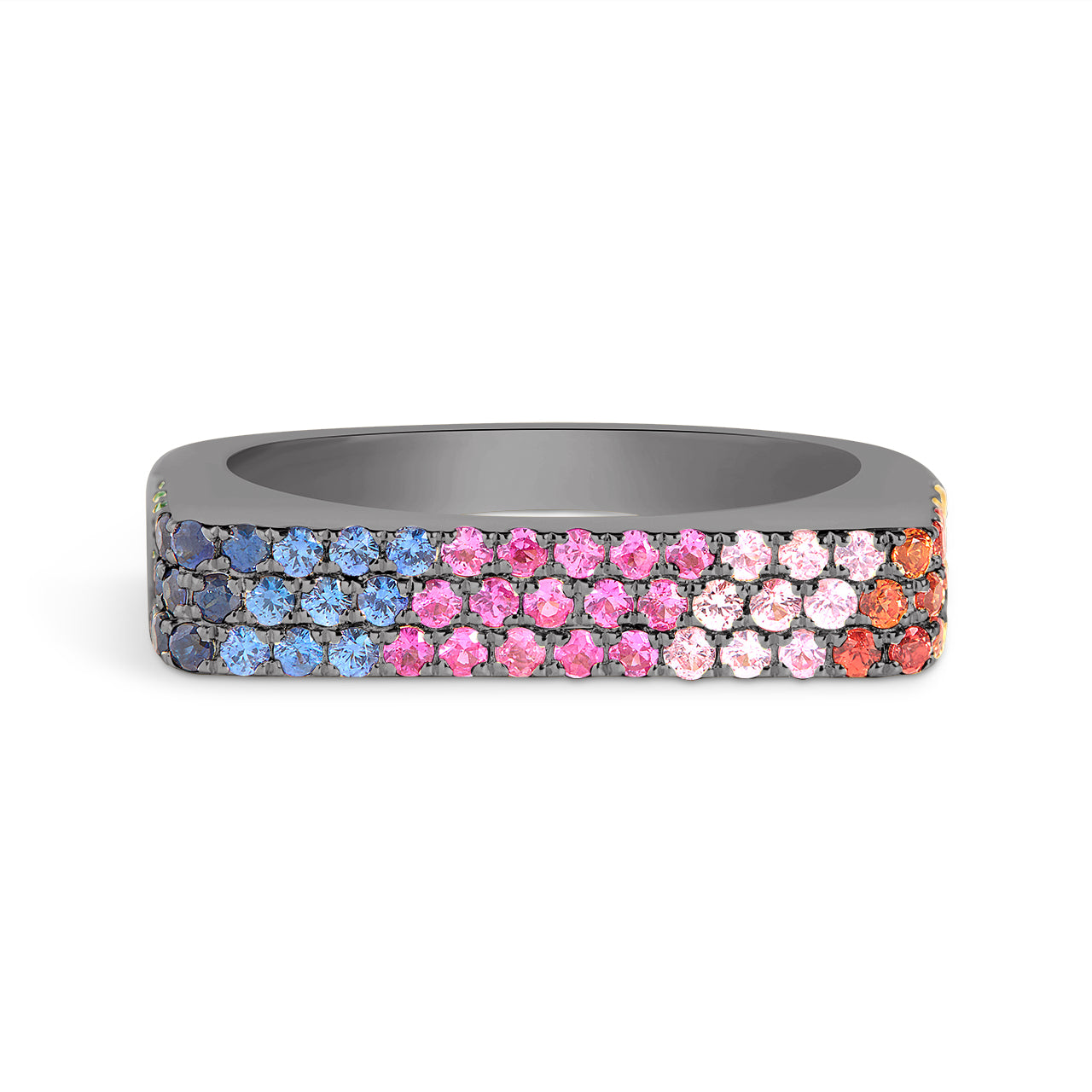 Rainbow Sapphire Square Ring