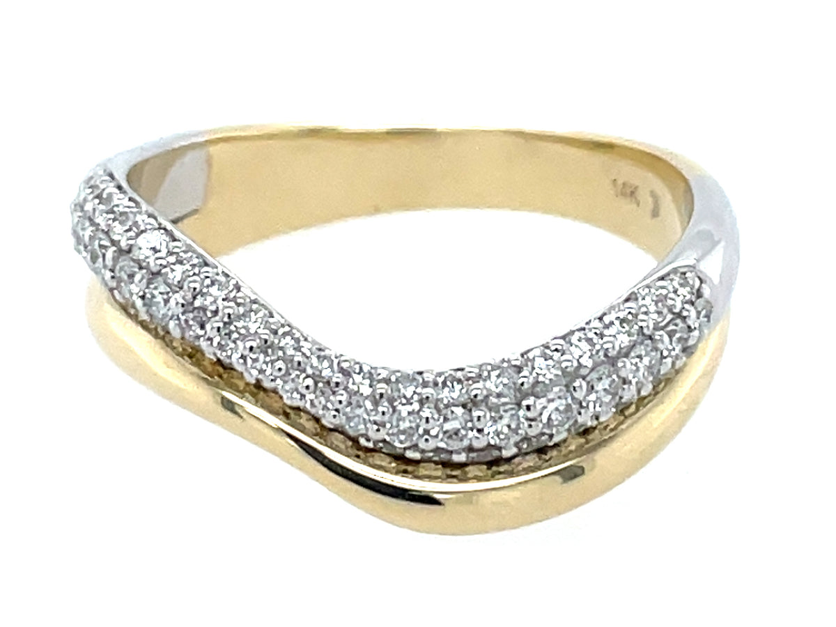 Diamond Pave Wavy 2 Row Ring