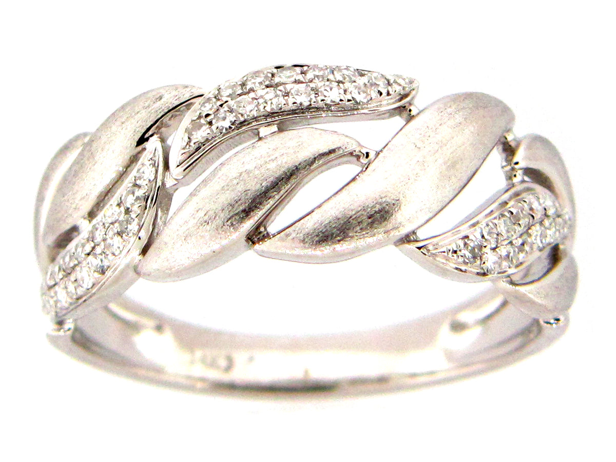 DIAMOND LEAF SECTION RING, 14KW (N)