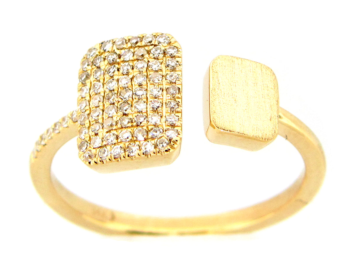 DIAMOND OPEN RECTANGLE RING,14KY (N)