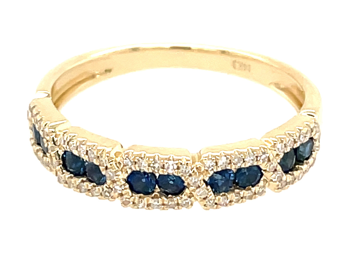 SAPPHIRE & DIAMOND RING, 14KY (H)