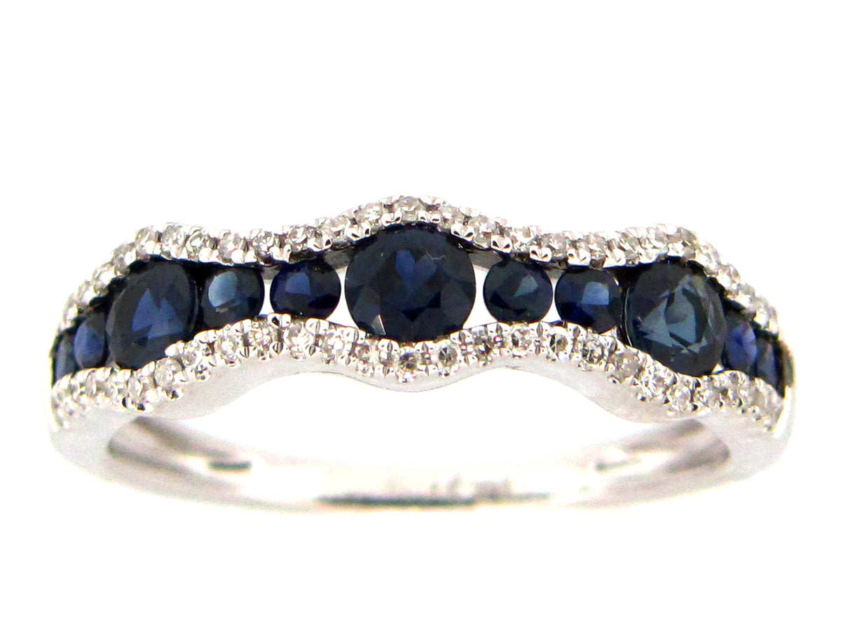 SAPPHIRE & DIAMOND RING, 14KW (H)