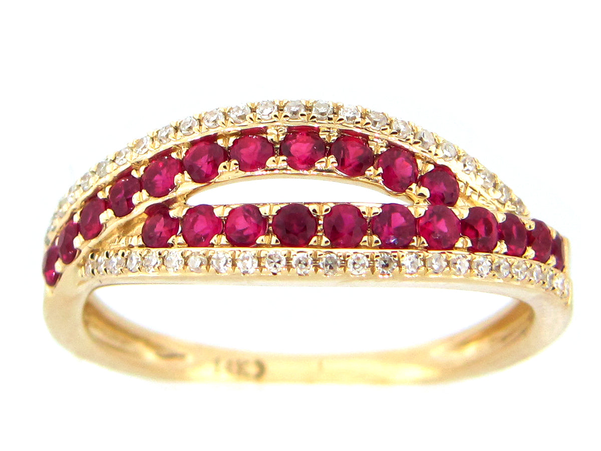 RUBY & DIAMOND RING, 14KY (H)