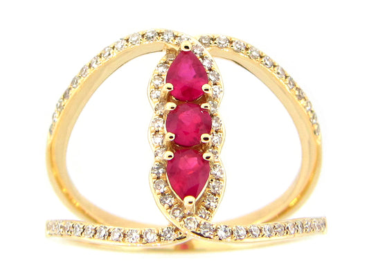 RUBY & DIAMOND RING, 14KY (H)