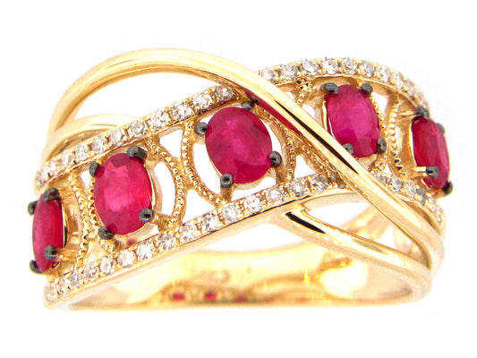 RUBY & DIAMOND RING, 14KY (H)