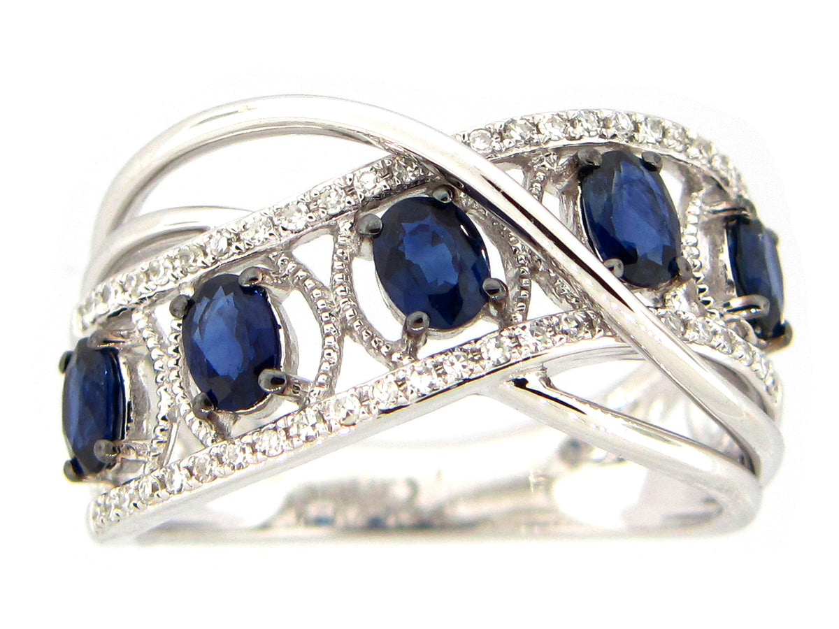 SAPPHIRE & DIAMOND RING, 14KW (H)
