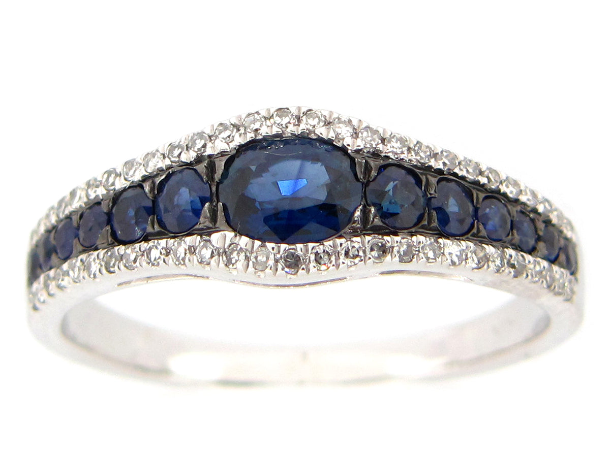 SAPPHIRE  & DIAMOND RING, 14KW (N)