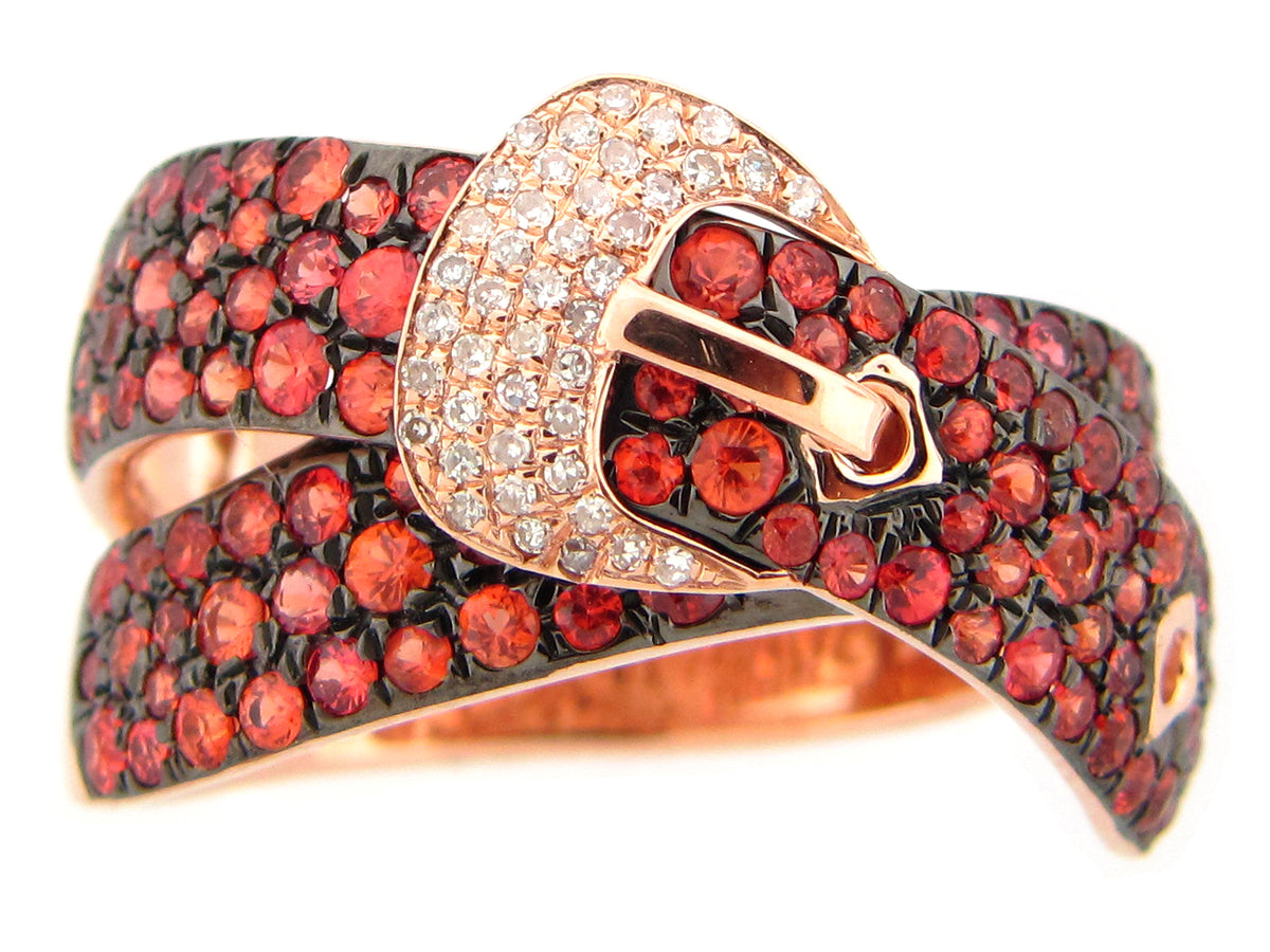ORANGE SAPPHIRE & DIAMOND RING, 14KR (U/N)