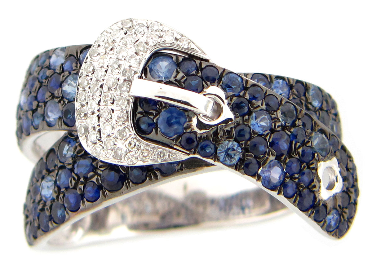 SAPPHIRE & DIAMOND RING, 14KW (H)
