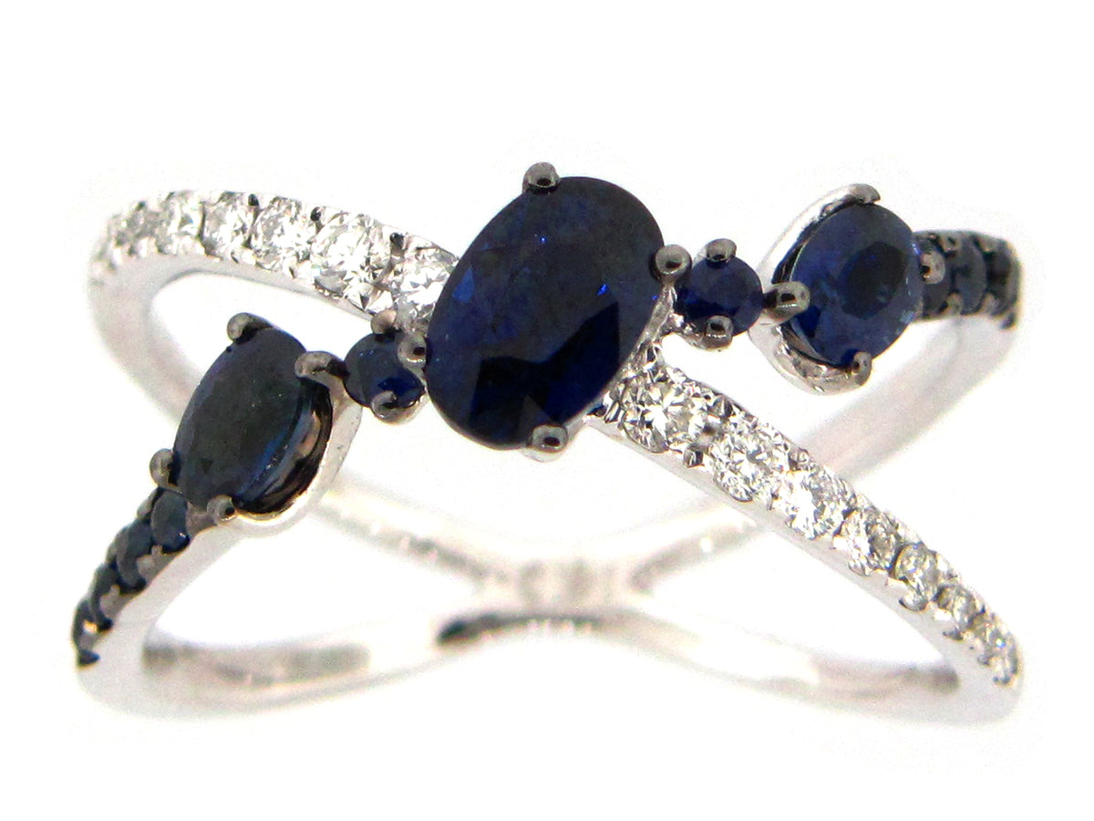 SAPPHIRE & DIAMOND RING, 14KW (H)