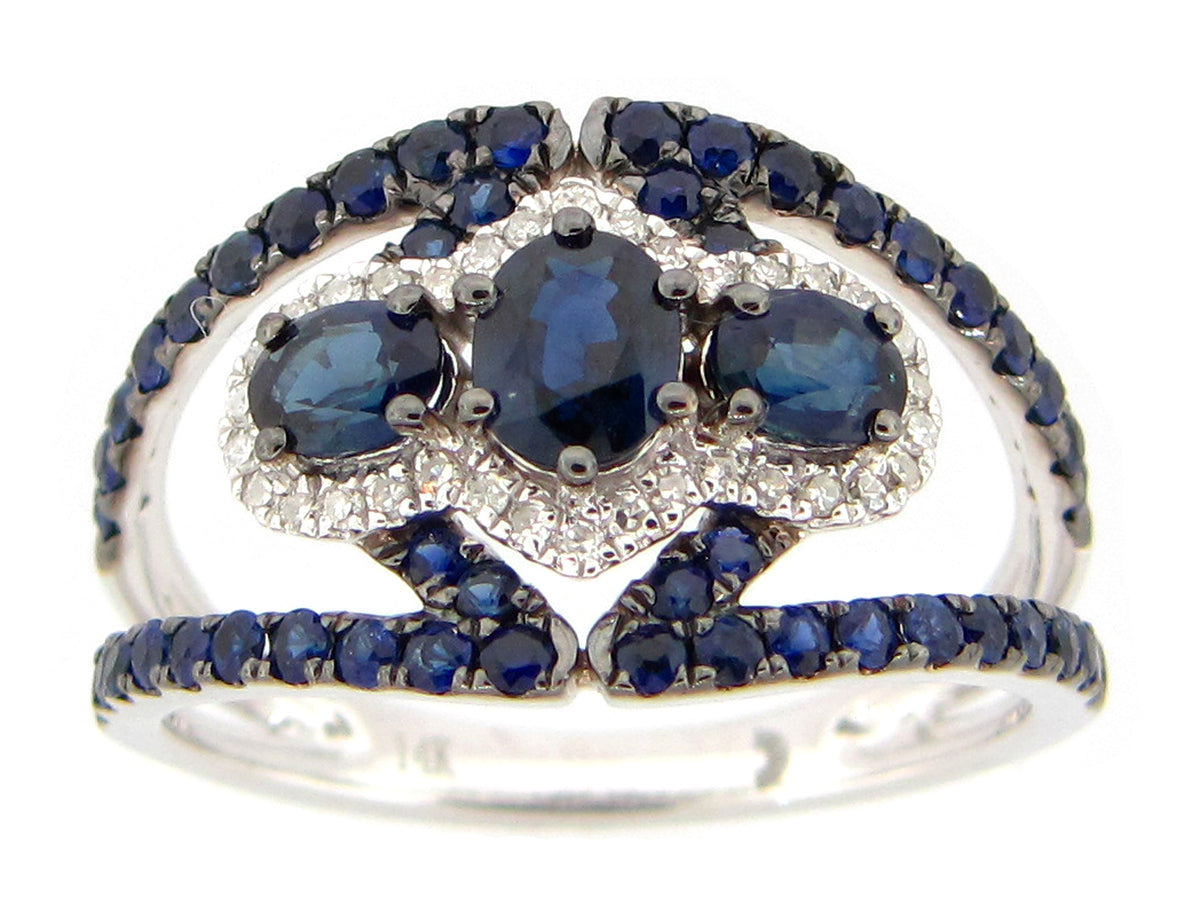 SAPPHIRE & DIAMOND RING, 14KW (H)
