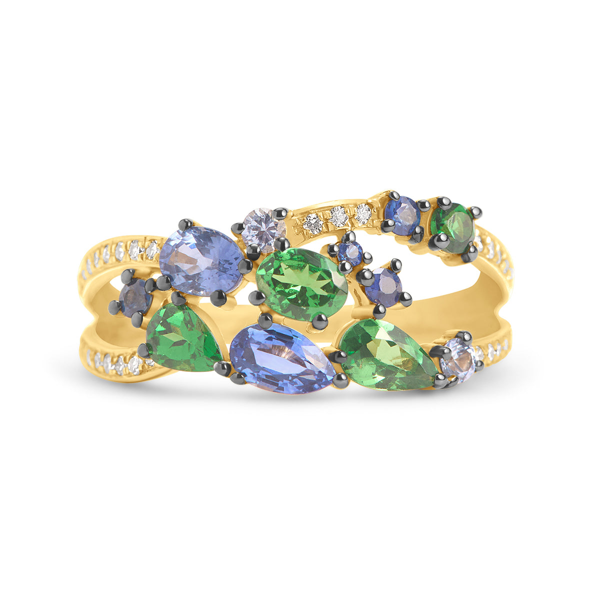 Sapphire & Tsavorite Cluster Ring