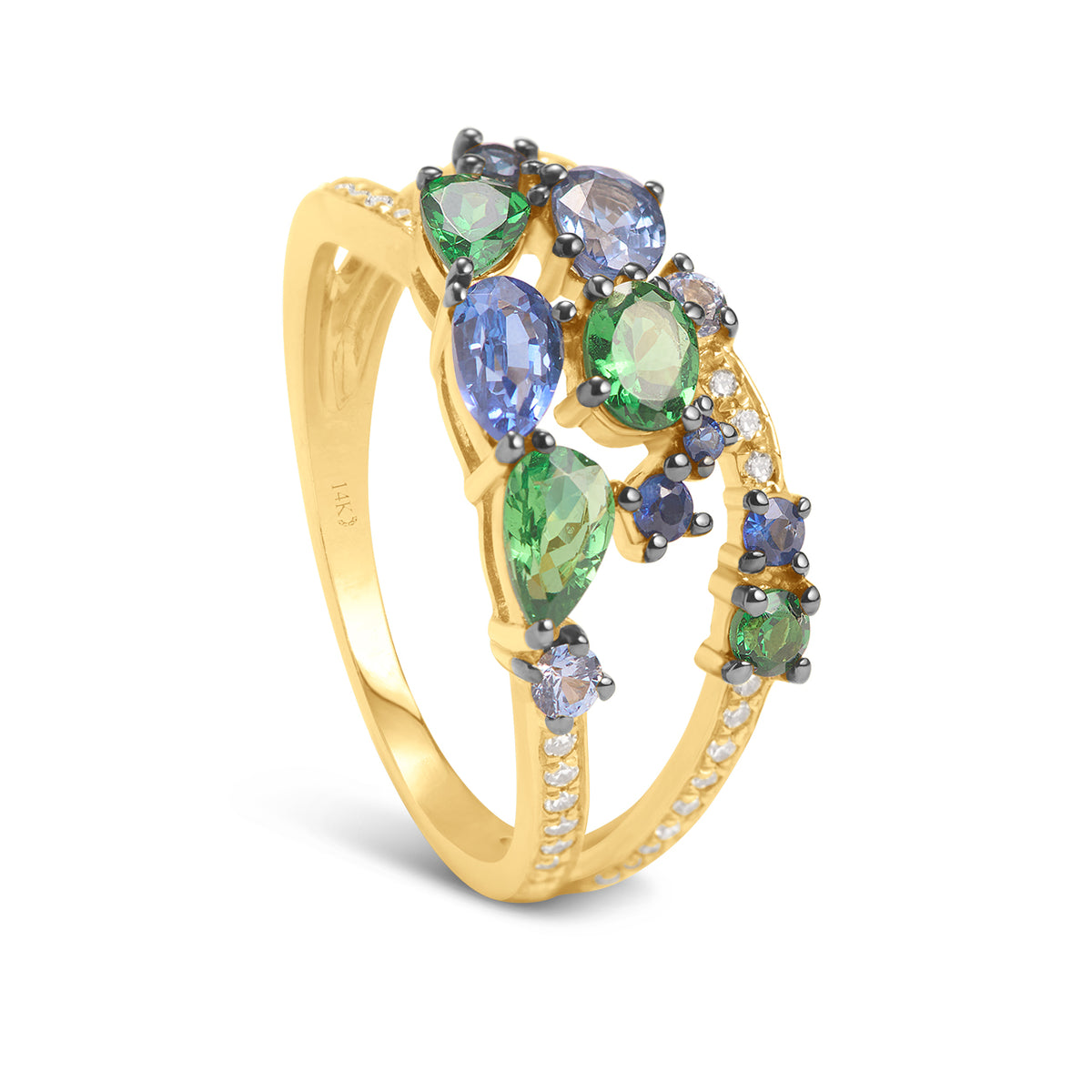 Sapphire & Tsavorite Cluster Ring