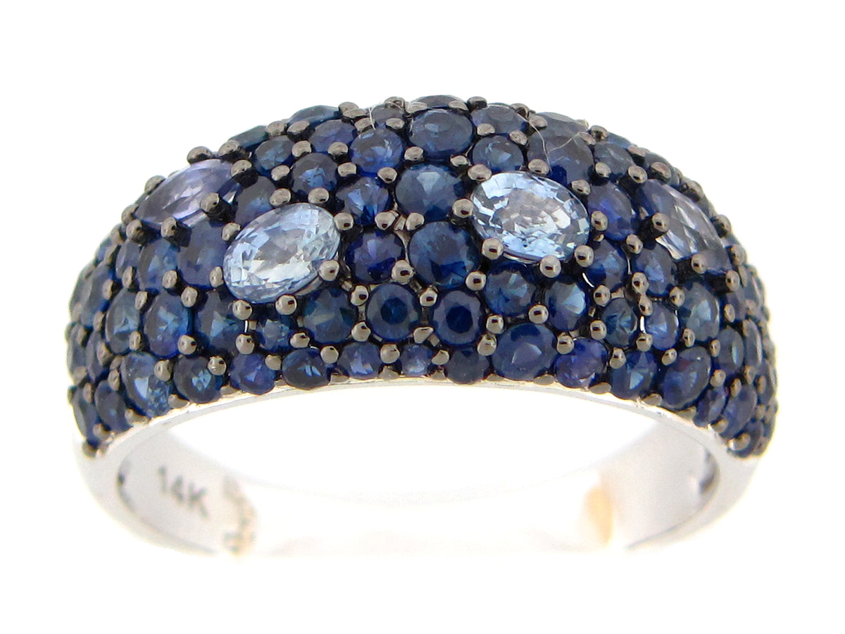 SAPPHIRE PAVE DOME RING, 14KW (H)
