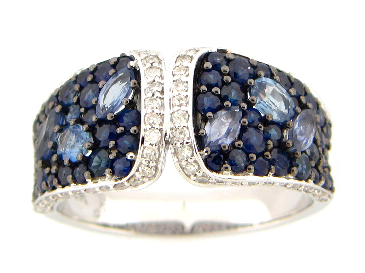 SAPPHIRE & DIAMOND RING, 14KW (H)