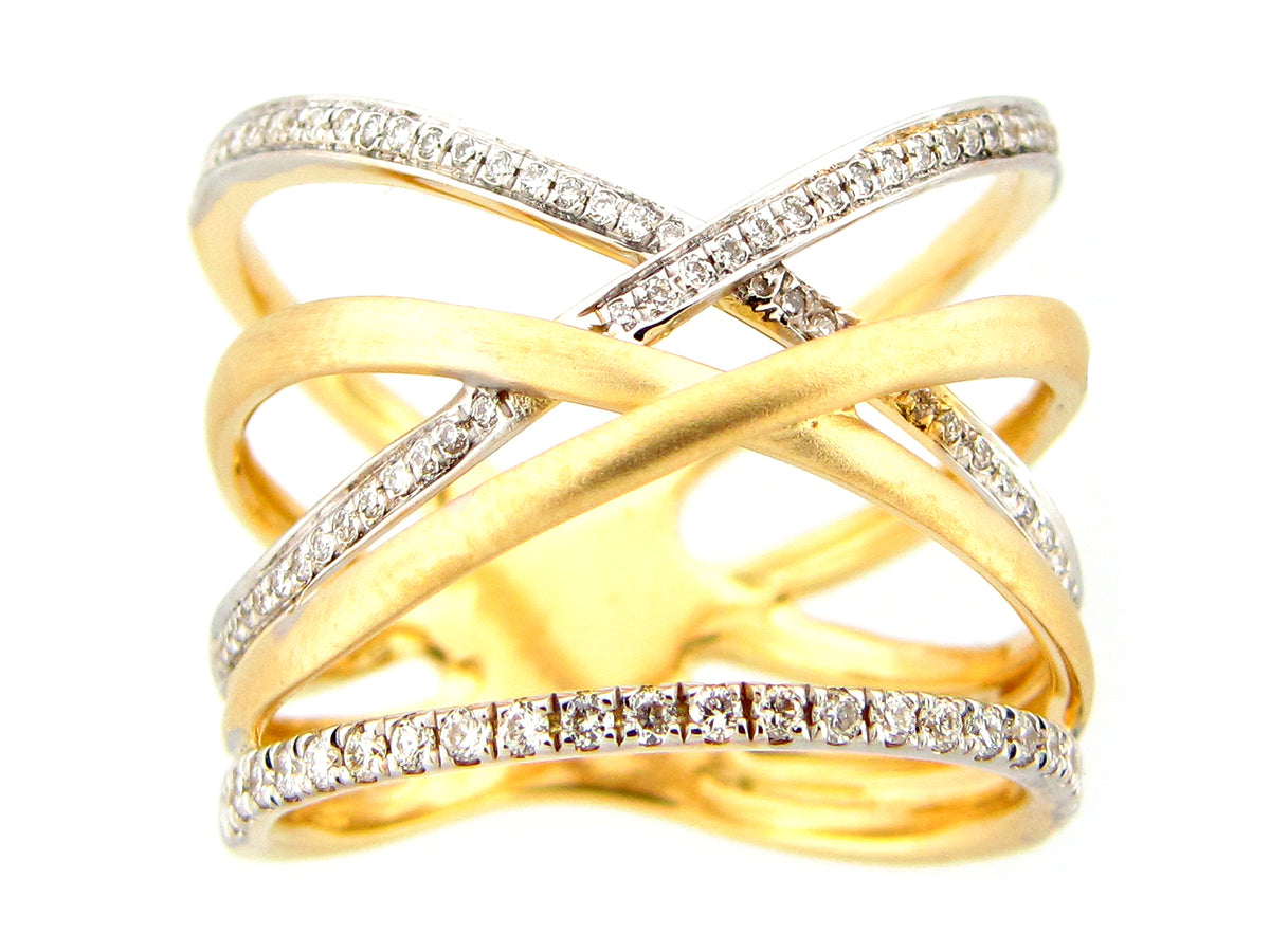DIAMOND MULTI-STRAND RING, 18KY, SATIN FINISH (N)