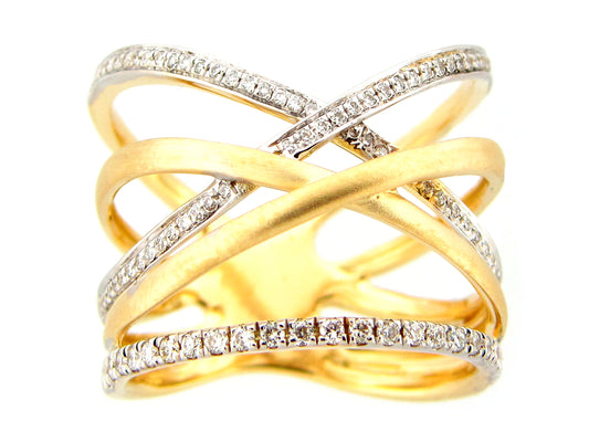 DIAMOND MULTI-STRAND RING, 18KY, SATIN FINISH (N)