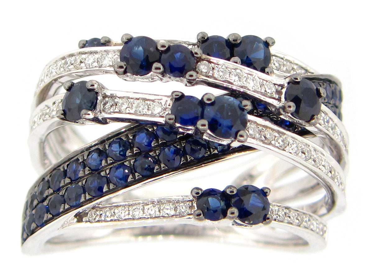 SAPPHIRE & DIAMOND RING, 18KW (H)