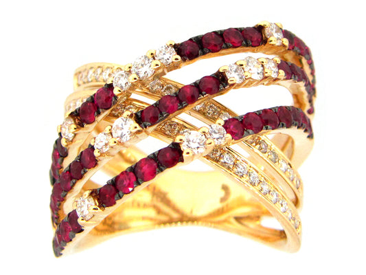 RUBY & DIAMOND RING, 18KY (H)