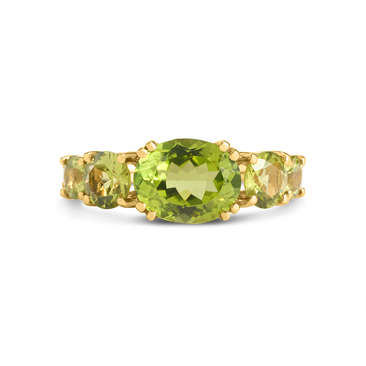 Peridot & Diamond Oval Tapered Ring