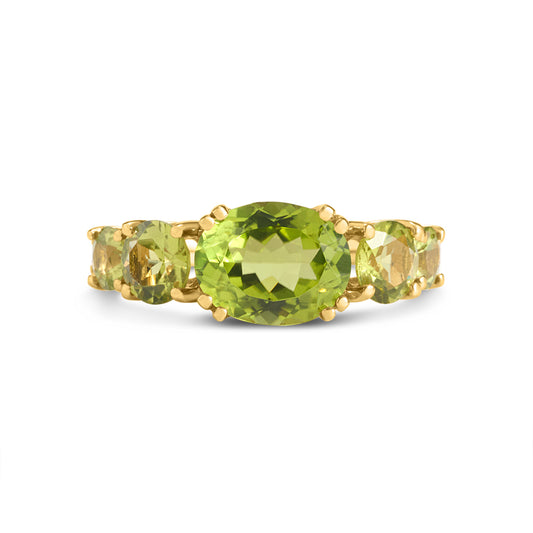 Peridot & Diamond Oval Tapered Ring