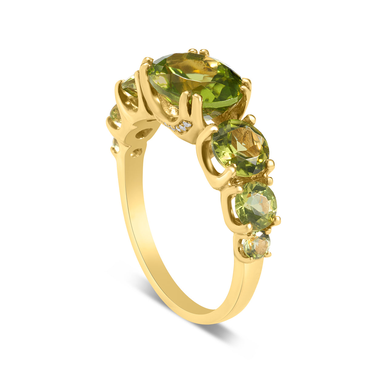 Peridot & Diamond Oval Tapered Ring