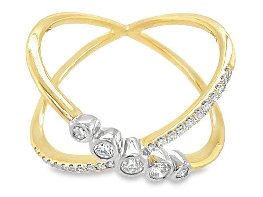 DIAMOND BEZEL X RING, WHITE RHODIUMED BEZELS