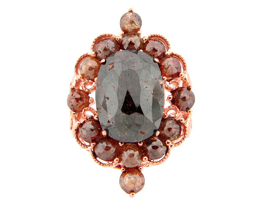 BROWN DIAMOND RING, 14KR (N), CENTER=7.05