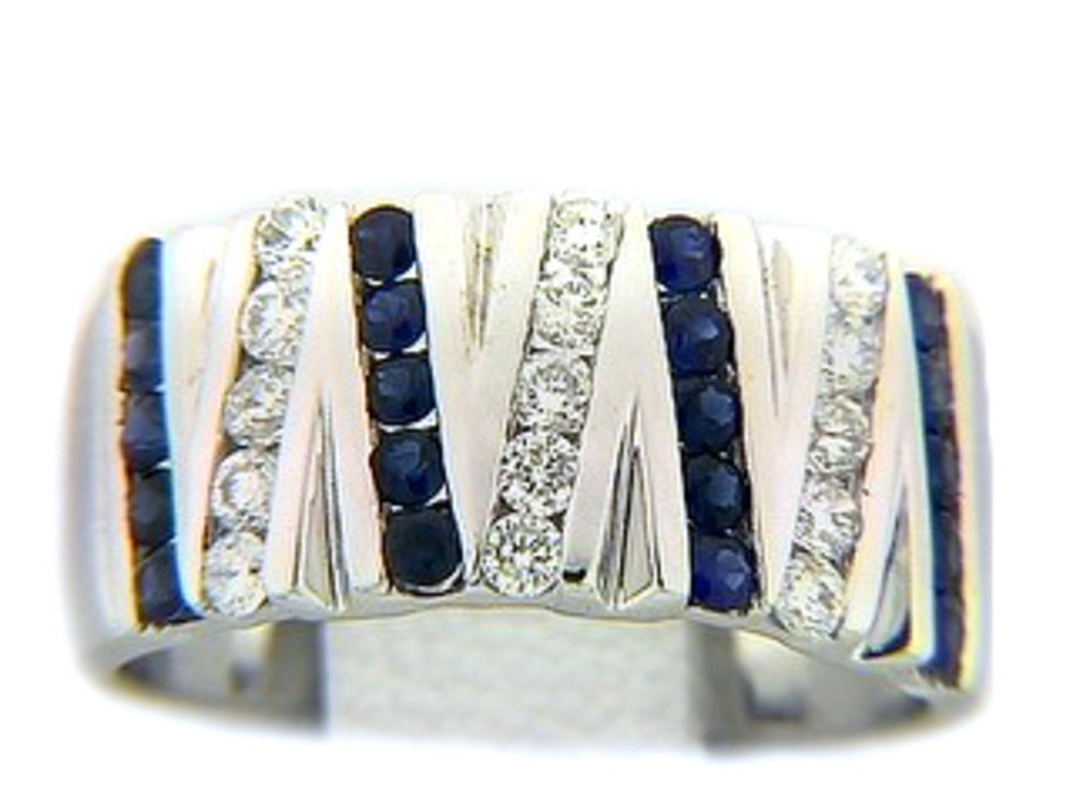 SAPPHIRE & DIAMOND RING, 14KW (H), C=0.70