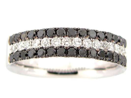 BLACK & WHITE DIAMOND RING, 14KW (R/H)