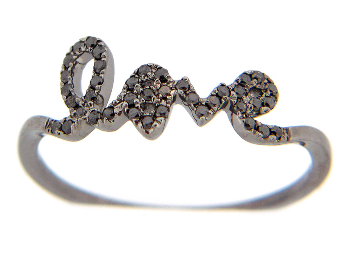 BLACK DIAMOND LOVE RING, BLACK FINISH, 14KW (R/H)