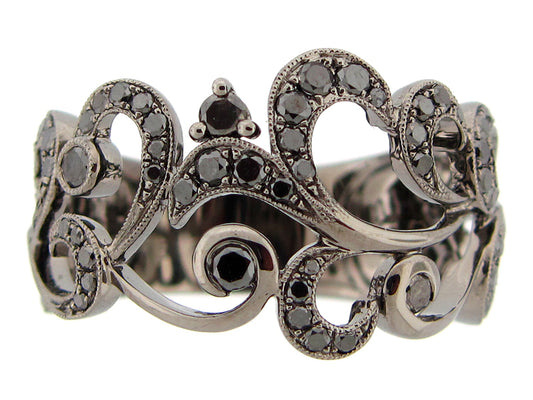 BLACK DIAMOND RING, 14K BLACK FINISH (R/H)