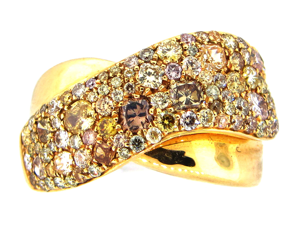 FANCY COLOR DIAMOND RING, 18KY (N)