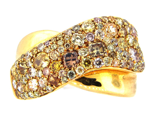 FANCY COLOR DIAMOND RING, 18KY (N)