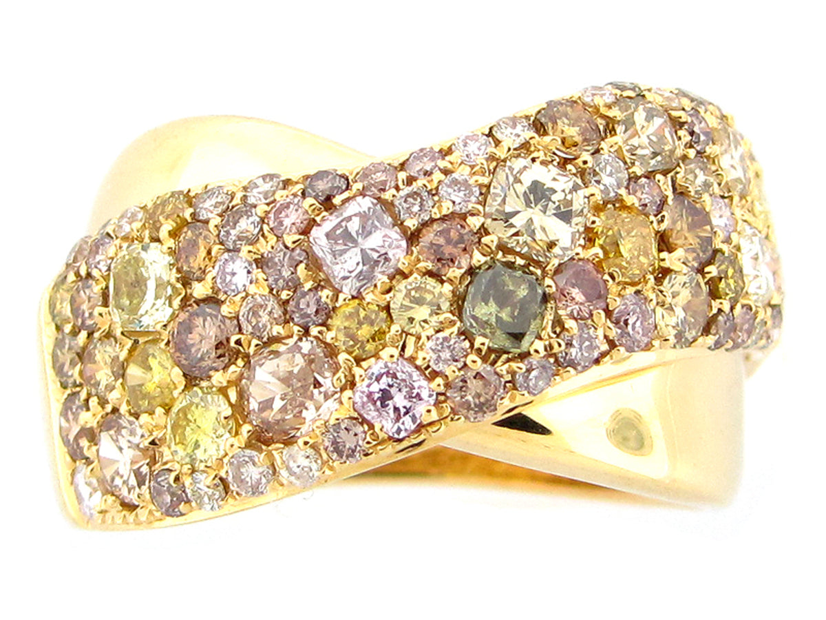 FANCY COLOR DIAMOND RING, 18KY (N)