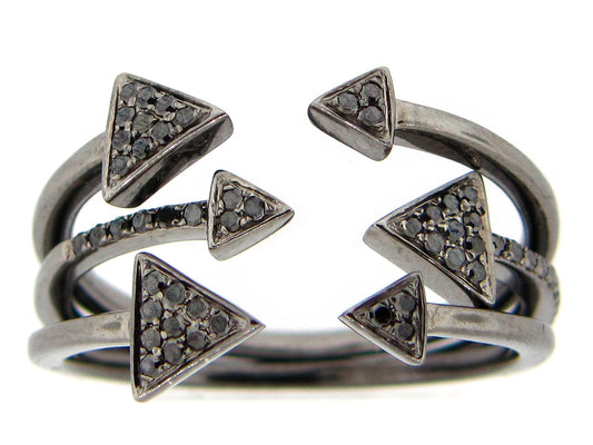 BLACK DIAMOND ARROW 3 RING SET, 14K BLACK FINISH (R)