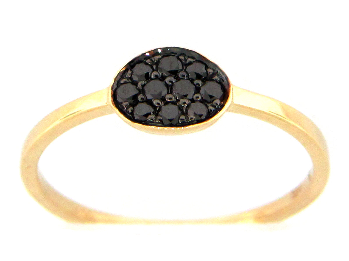 BLACK DIAMOND OVAL CLUSTER RING, 14KY (R)