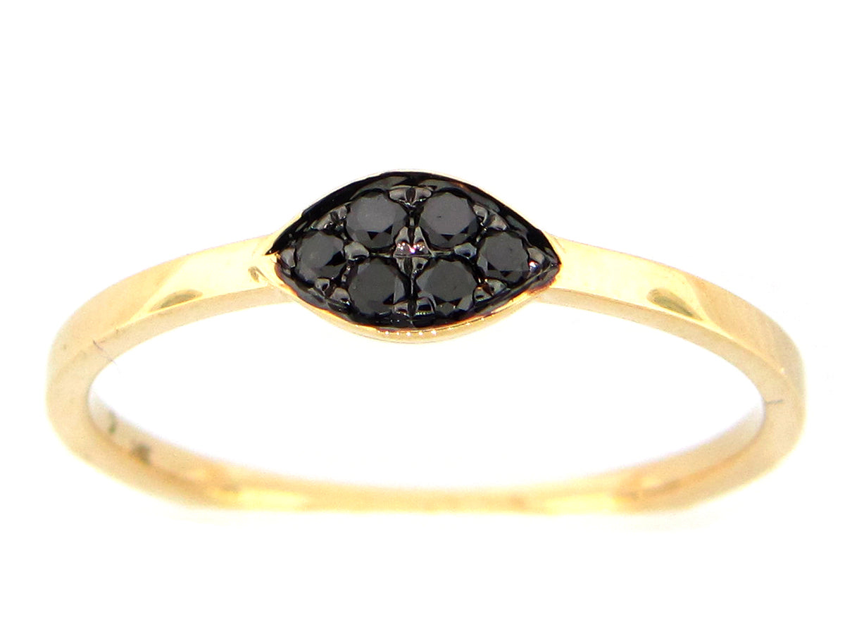BLACK DIAMOND MARQUISE CLUSTER RING, 14KY (R)