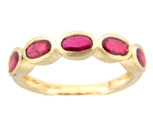 RUBY BEZEL RING, SATIN FINISH, 14KY (H)